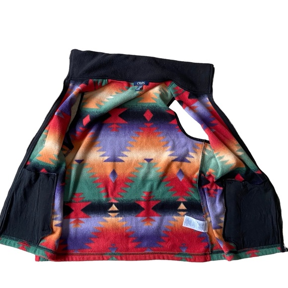 Ralph Lauren Chaps Fleece Southwestern Print Full Zip Vest L - Picture 6 of 10